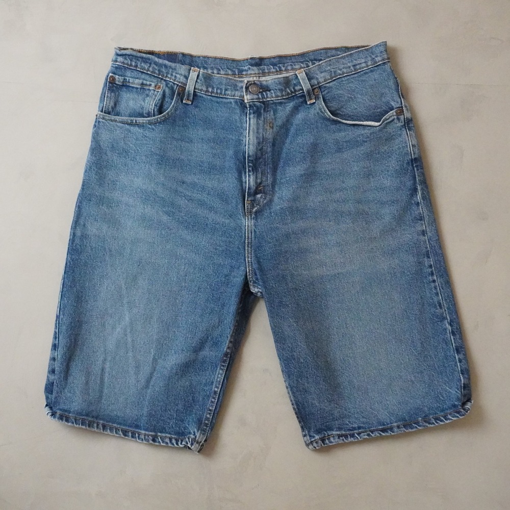 Levis 505 W36 Denim Shorts Regular Fit Mens Blue Stretch Water Less Jean Shorts